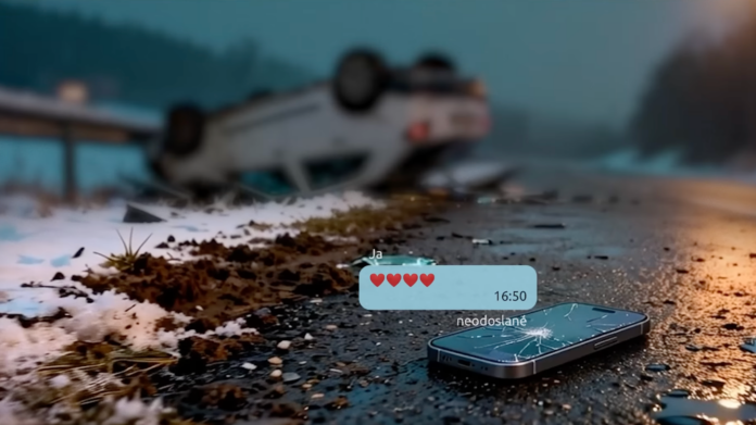 Tretina vodičov počas šoférovania používa mobil. Aj sekundový pohľad na displej môže mať fatálne následky. Foto: Ministerstvo dopravy SR