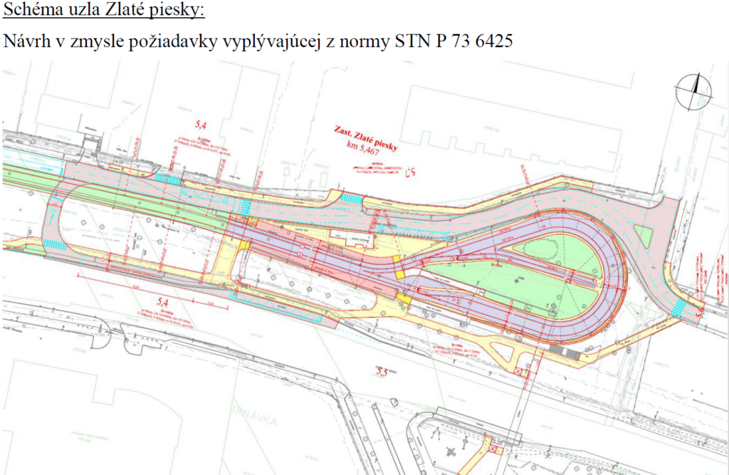 Projekt úpravy konečnej zastávky Zlaté piesky. Zdroj: imhd.sk