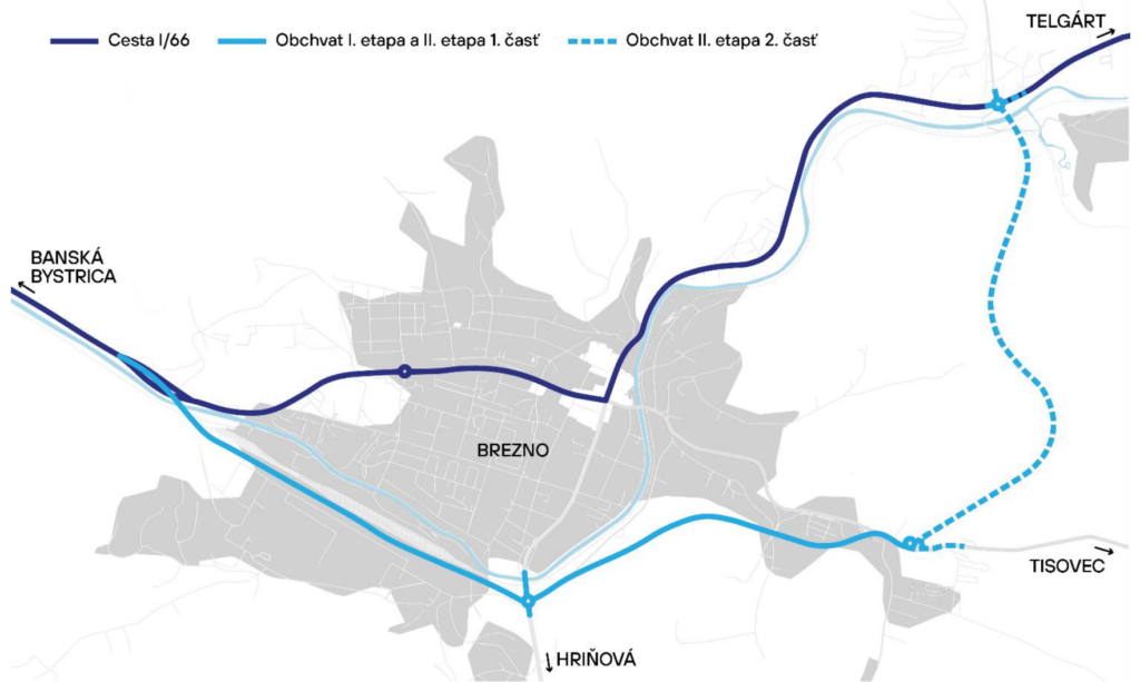 Mapa obchvatu Brezna. Zdroj: ÚHP