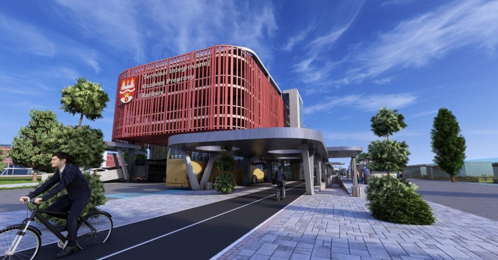 Dopravný terminál v Ružinove. Vizualizácia: mestská časť Bratislava-Ružinov