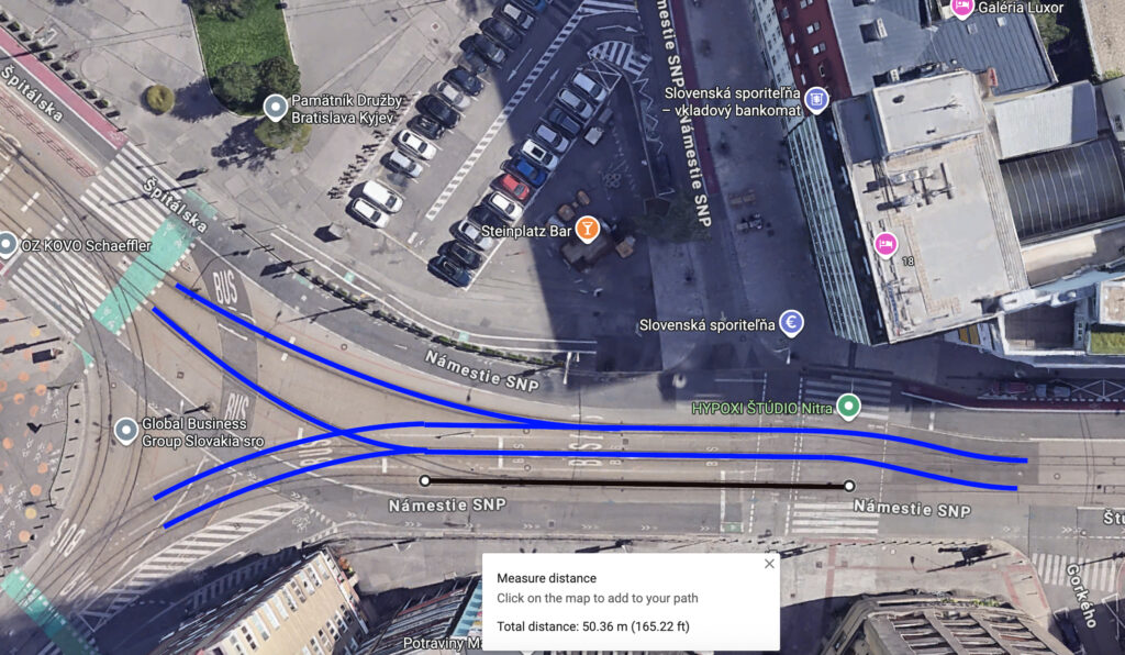 Možné umiestnenie zastávky Centrum pri Manderláku. Zdroj: Roman Kluvanec