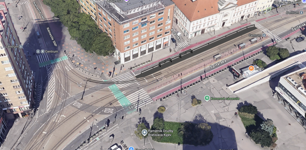 Situačný nákres novej zastávky Centrum. Zdroj: Roman Kluvanec