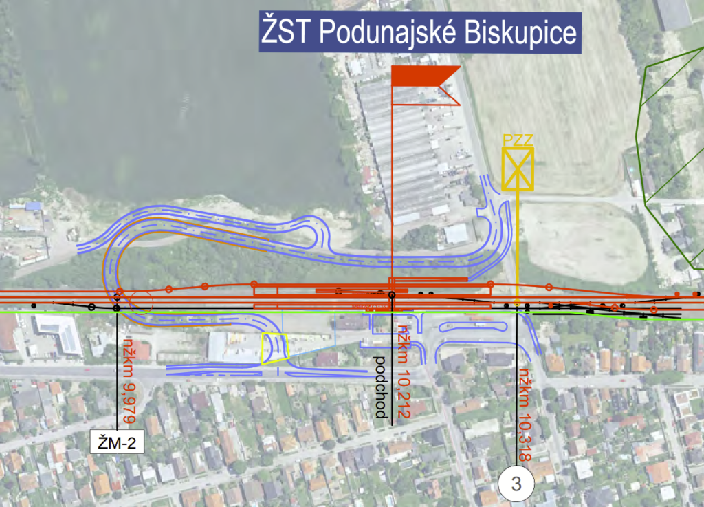 Pri stanici Podunajské Biskupice pribudne podjazd, podchod aj druhá koľaj. Existujúce priecestie sa zruší. Zdroj: Enviroportál